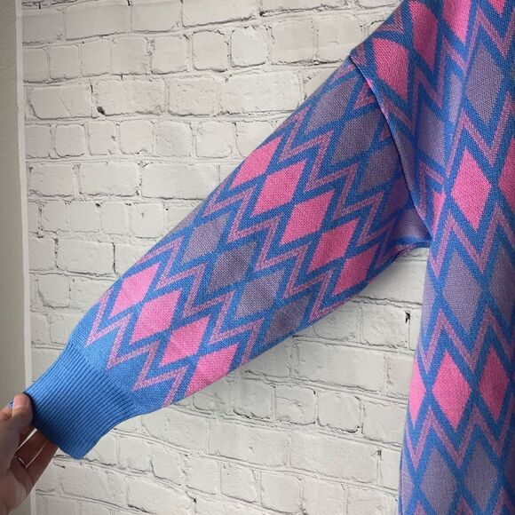 Qu Style Retro Multicolored Cardigan One Size - Picture 2 of 6